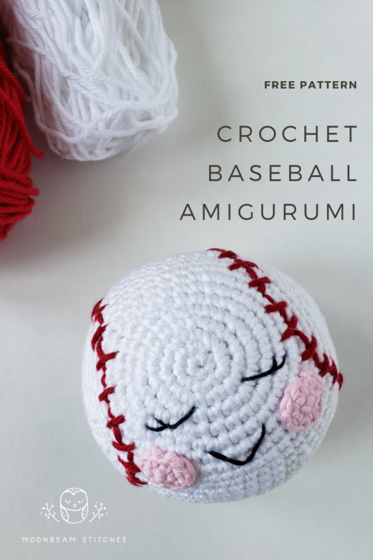 Free Crochet Pattern: Amigurumi Baseball - Moonbeam Stitches